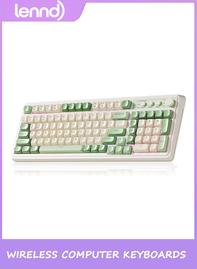 Compare LENND S99 Gaming Keyboard, Wireless Computer Keyboards, TriMode Bluetooth2.4GHzUSBC Custom Creamy Keyboard with Number Pad, RGB Backlit Media Knob Cute Programmable Keyboard for PC Gamer  Green at KSA Price