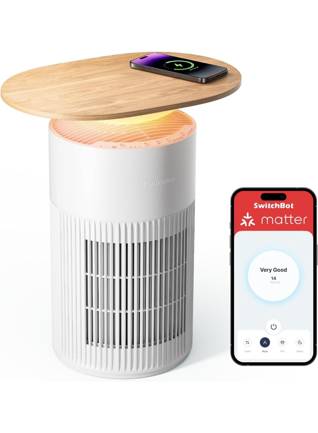 Compare 4 in 1 Air Purifiers Table with Matter, Up to 3620 ft², H13 HEPA Pet Filter, Wireless Charging, Washable Prefilter, 10 RGB Colors, Work with Apple Home, Alexa, GoogleHome, HomeAssistant at KSA Price