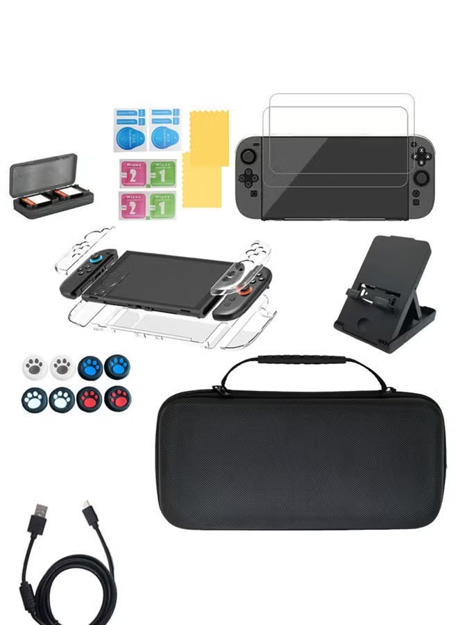 Compare Carrying Case for Nintendo Switch 2, 25 in 1, with 12 Game Card Slots, Screen Protectors and protective case and Grips Caps for Switch 2 Accessories at KSA Price