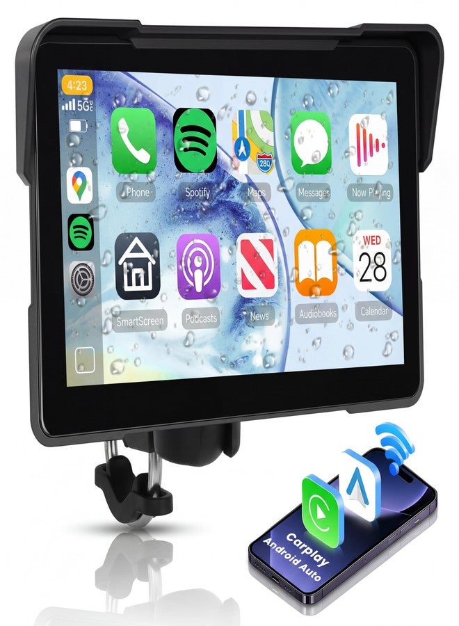 7Inch Motorcycle Carplay Screen, Wireless CarPlay…