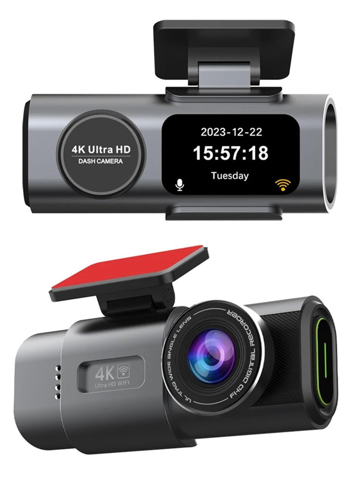 4K Dual Lens Dash Cam with Night Vision &…
