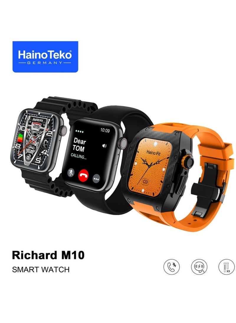 Compare Richard M10 Smart Watch – Wireless Charger, 3 Pairs of Straps, Inbuilt Protection Case, Heart Rate Monitor, Fitness Tracker, Sleep Tracker, Customizable Watch Faces – Designed for Men & Boys at KSA Price