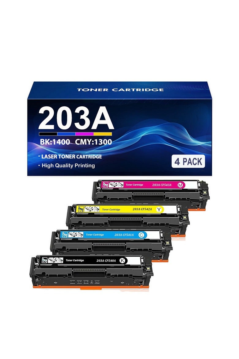 Compare 203A MFP M281fdw Toner: for HP  203A Color Laserjet Pro MFP M281fdw M281fdn M254dw M281cdw M280nw M254nw M254dn M281 M254 CF540X 541X CF542X CF543X Black Cyan Yellow Magenta at KSA Price