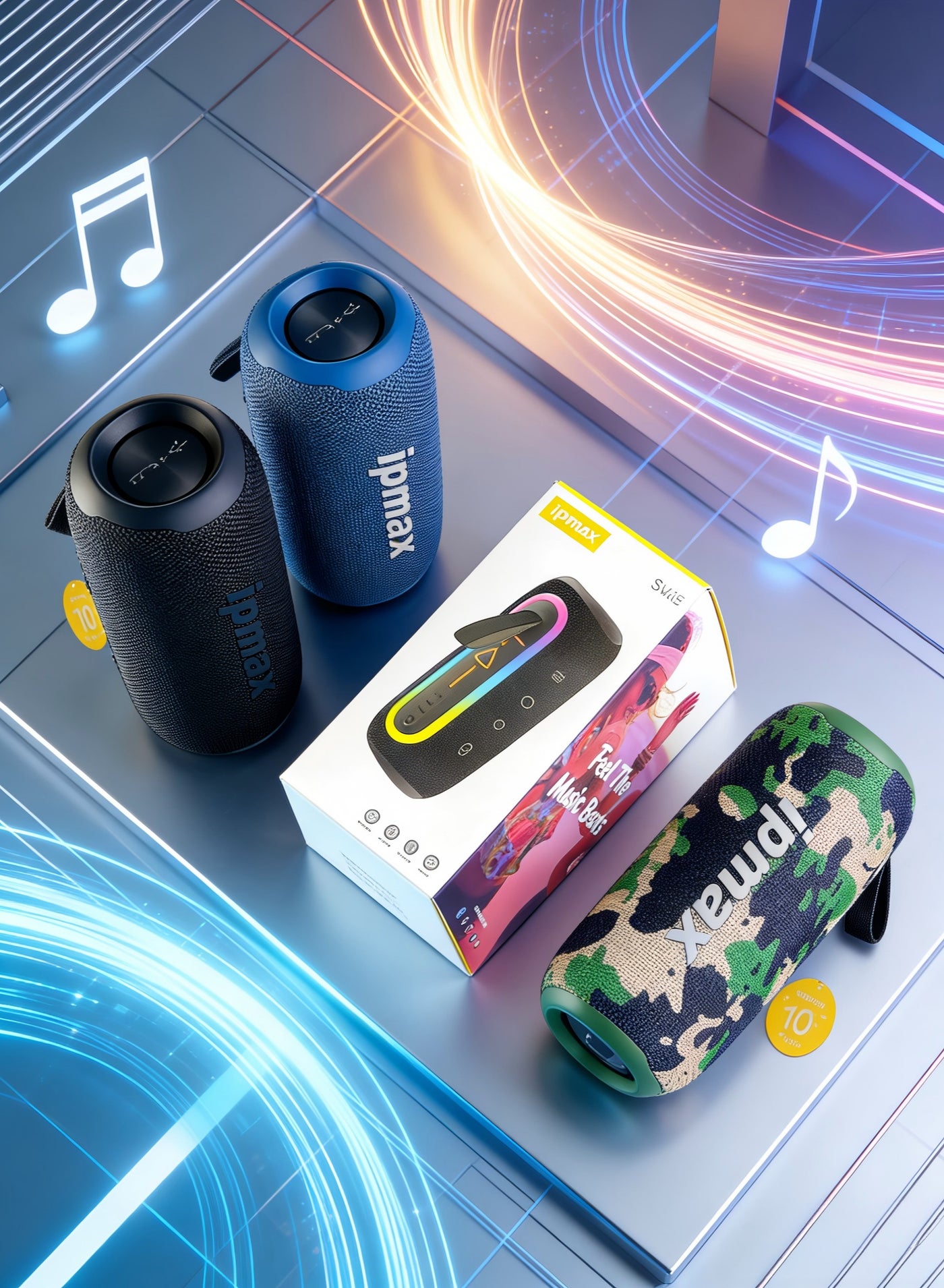 Compare ipmax SK03 Portable Bluetooth Speaker, 10+ Hours Playtime, IPX6 Waterproof, RGB Light, Connect+ Support, With TFUSBTypeC Ports  Blue at KSA Price