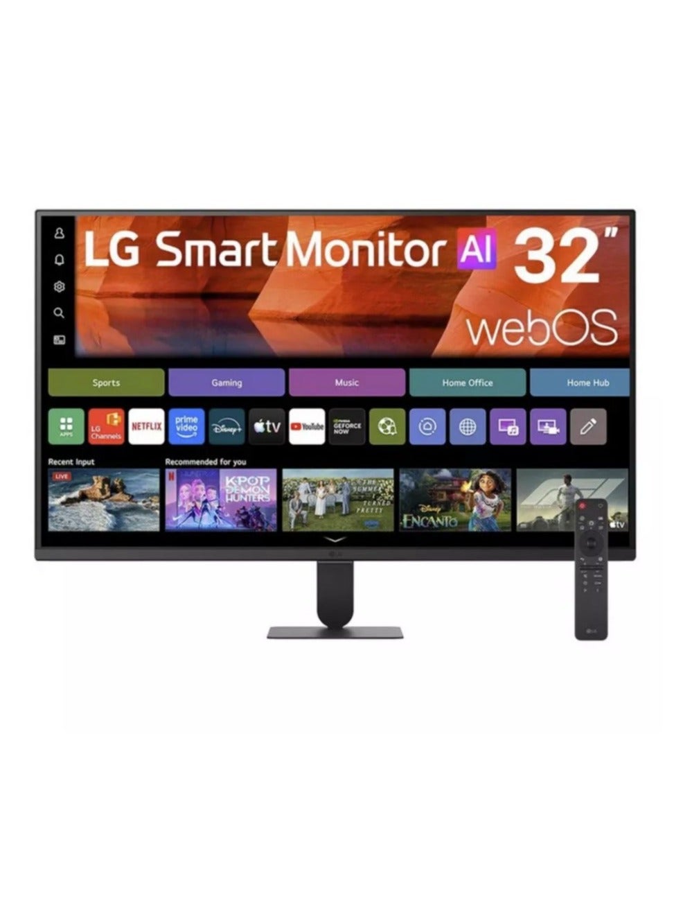 Compare 32 inch smart Monitor AI U5s, Full HD 1920 × 1080, webOS, 120Hz, HDR10 Pro, sRGB 99%, AirPlay 2, Bluetooth, Screen Share, 2 HDMI, 2 USB, Magic Remote Support, 32U501SBB black at KSA Price