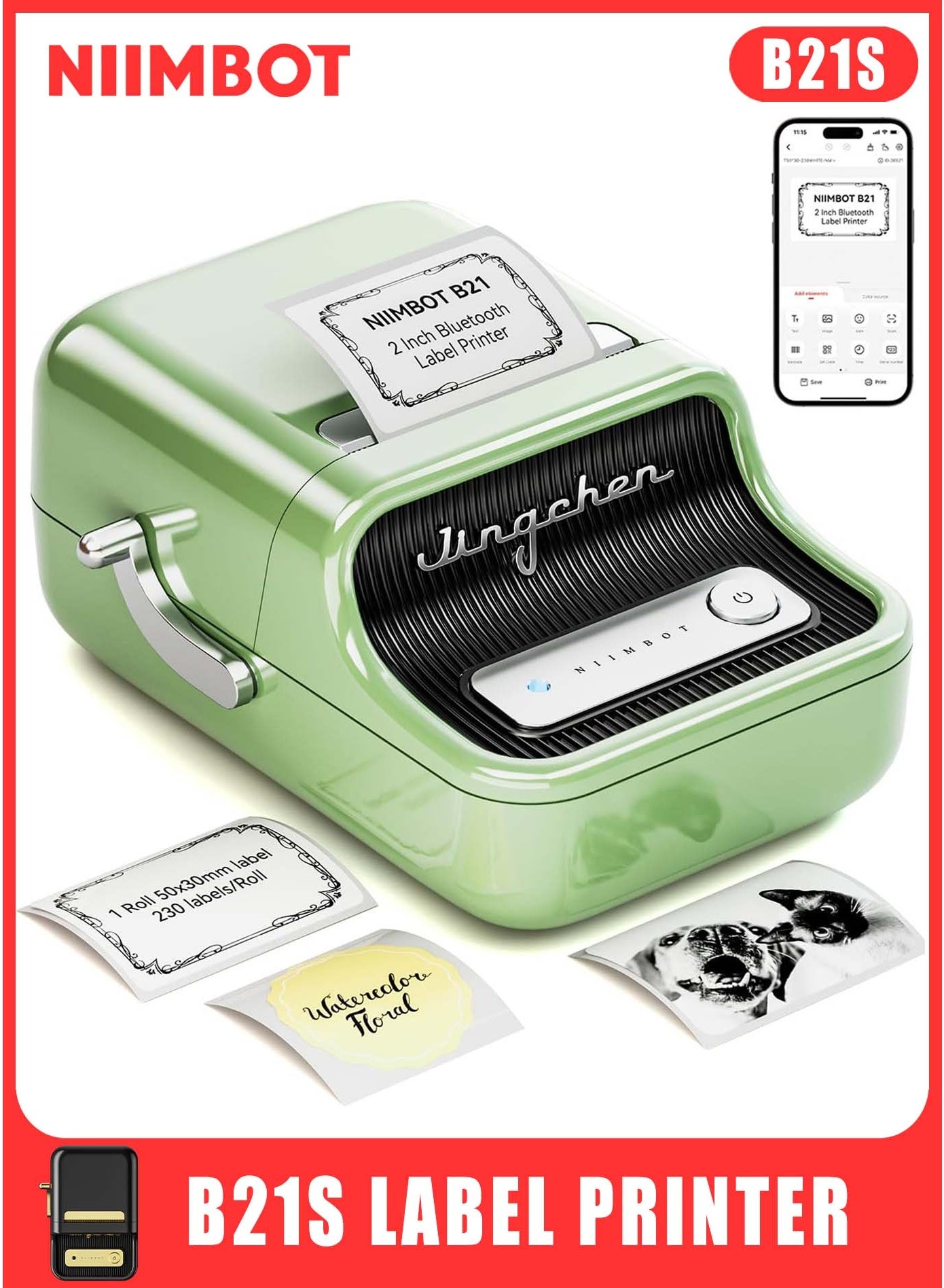 B21S Bluetooth Label Maker Inkless Label Printer with…