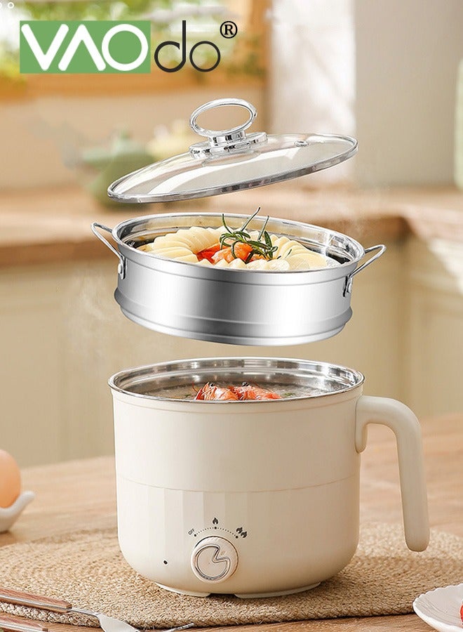 Compare 1.8L Hot Pot Electric with Steamer, Stainless Steel NonStick Pan Ramen Cooker, Electric Pot for Pasta, Oatmeal, Soup and Egg, Portable Cooker with Dual Power Control, Dorm Room Essentials at KSA Price