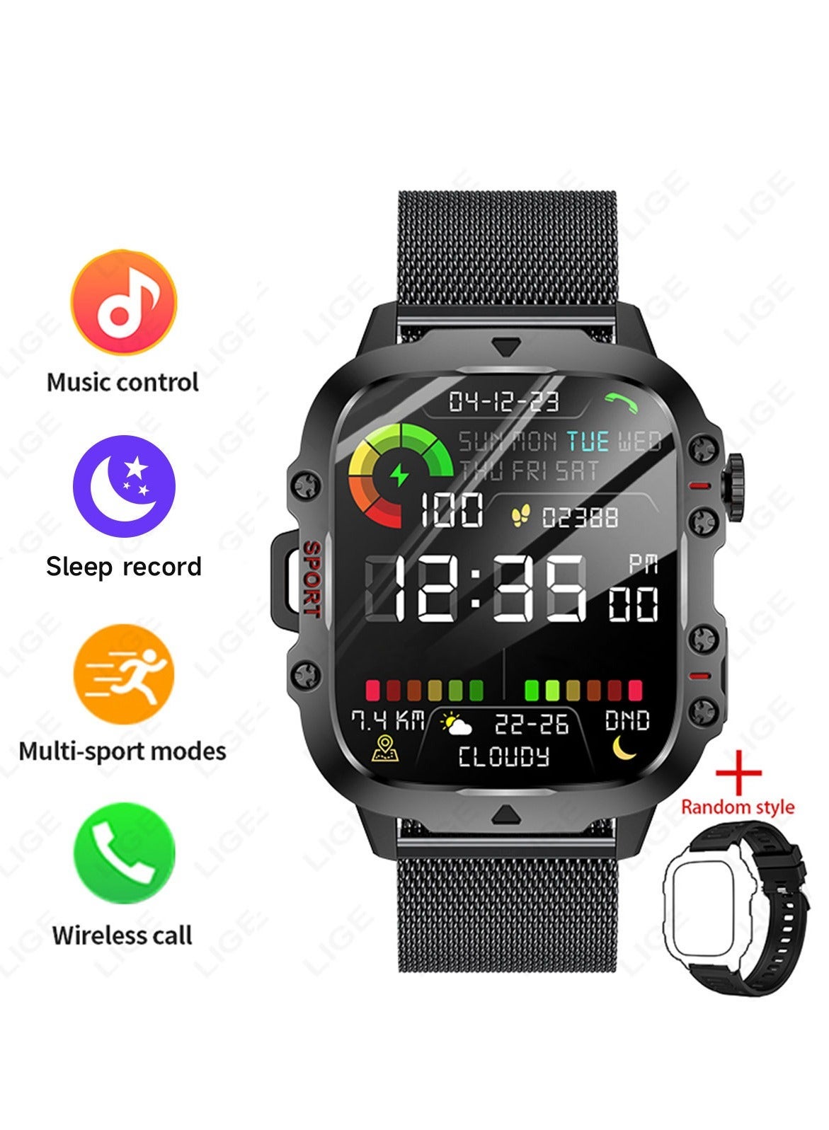 LIGE 1.96 HD Screen 420 mAh Sports Smart…