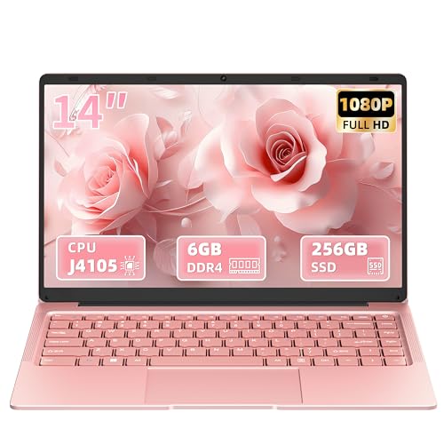Compare Svikou 14 inch Rose Gold Laptop, QuadCore Celeron J4105 Processor, FHD IPS Display, 6GB RAM 256GB SSD,Win 11 Pro PC, Ultra Lightweight Notebook for Travel, Online Classes, Work & Study at KSA Price