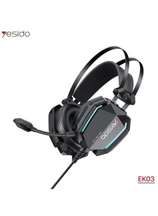 EK03 Wired Gaming Headset with Omnidirectional Microphone,…