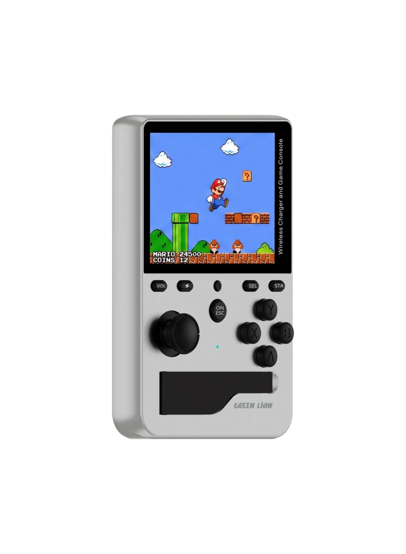 Compare Game On Portable Gaming Console with 5000mAh Power Bank, 3inch IPS Display, 100+ BuiltIn Games, 20W PD, 15W MagSafe Wireless Charging, Micro SD Support up to 128GB, Silver at KSA Price