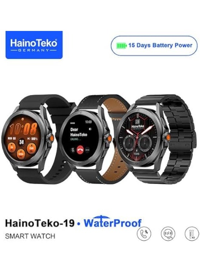 Compare Haino Teko 19 Waterproof Smart Watch – Large AMOLED Display, 3 Interchangeable Straps, 15 Days Battery Life, Fitness & Health Tracker for Men at KSA Price