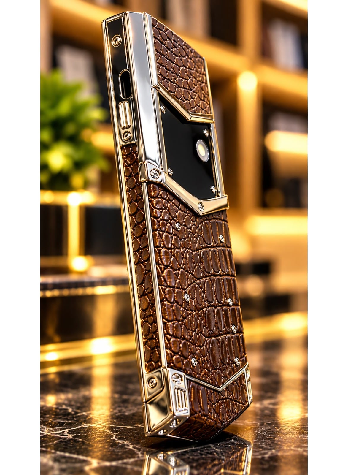 Compare Luxury Handmade Dual SIM Keypad Phone with 18K Gold Plated Finish and Dragon Leather Design at KSA Price