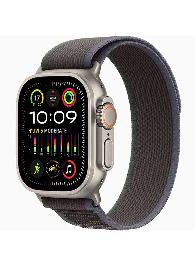 Compare Watch Ultra 2 GPS + Cellular, 49mm Titanium Case With SM Band fits 130–180mm wrists BlueBlack Trail Loop at KSA Price
