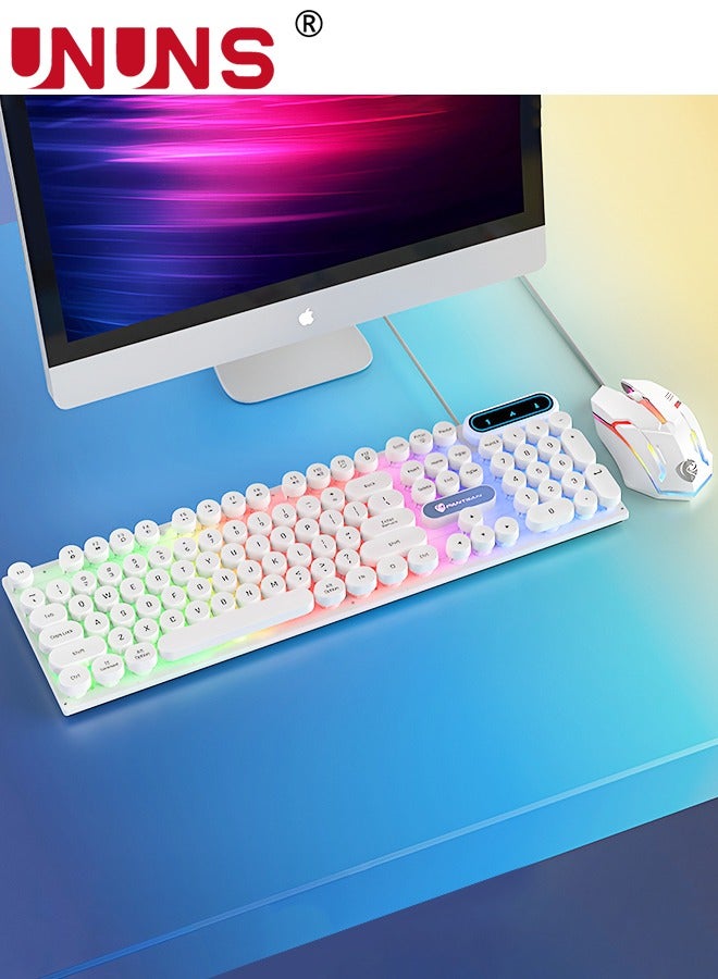 Wired Keyboard, Retro Typewriter Keyboard With 104…