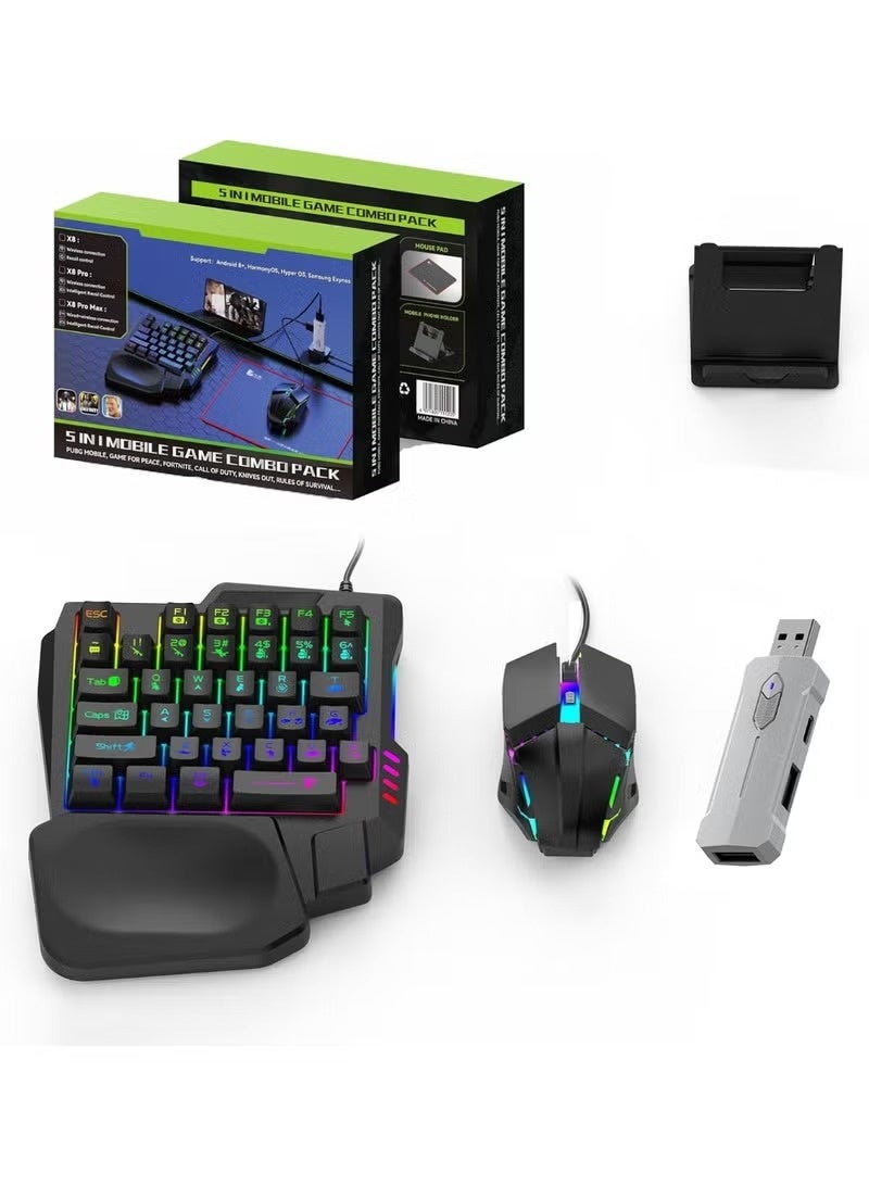 5-in-1 Half-Hand Gaming Keyboard Set Includes Converter…