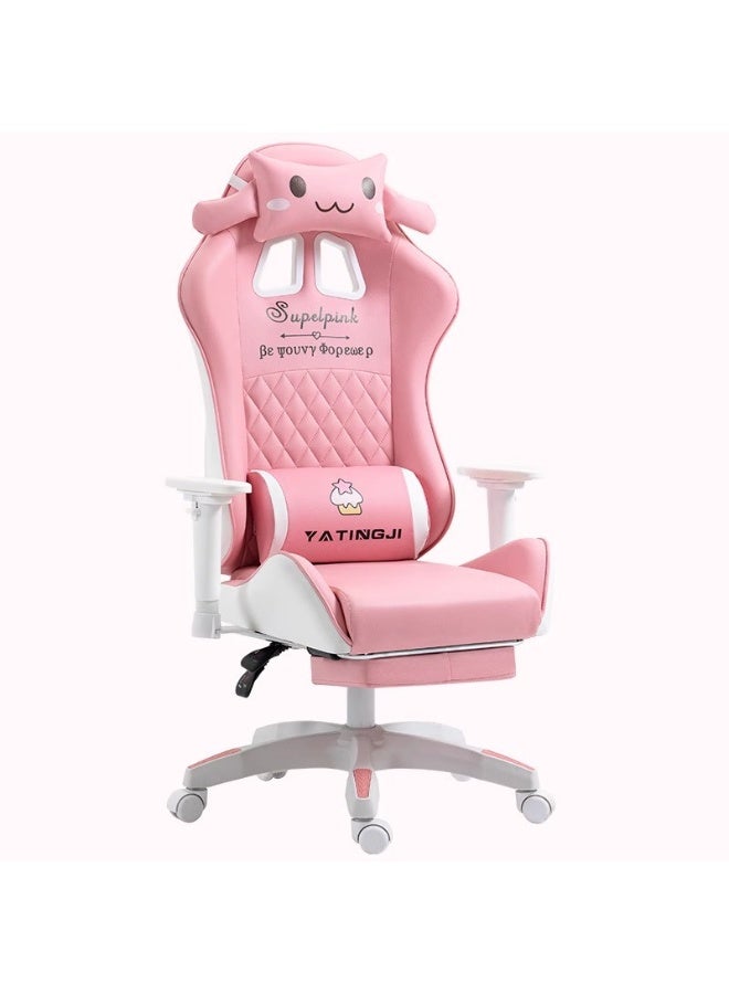 Huitich Pink Cartoon Gaming Chair with Retractable…
