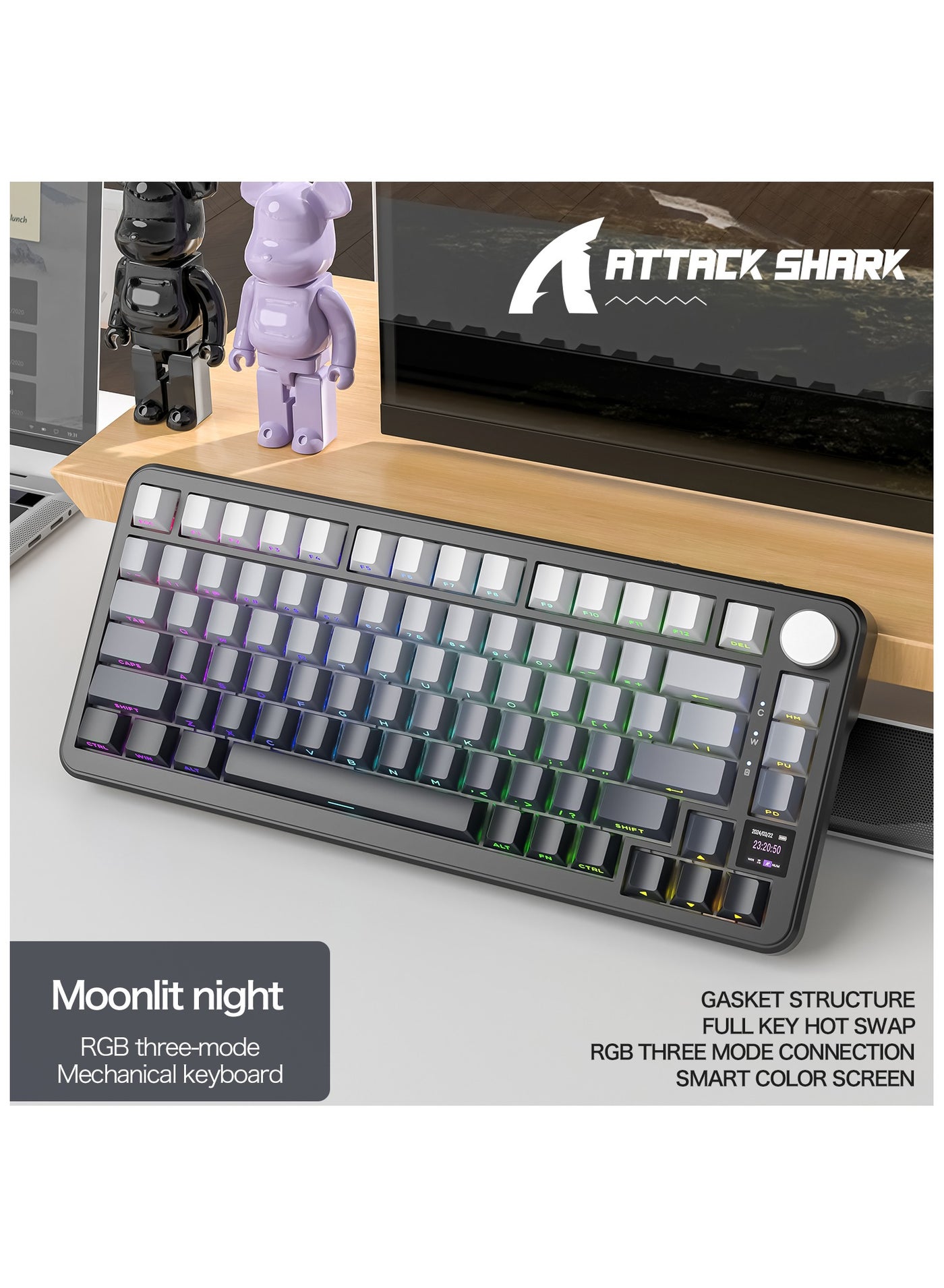 ATTACK SHARK X85Pro Wireless Mechanical Gaming Keyboard…
