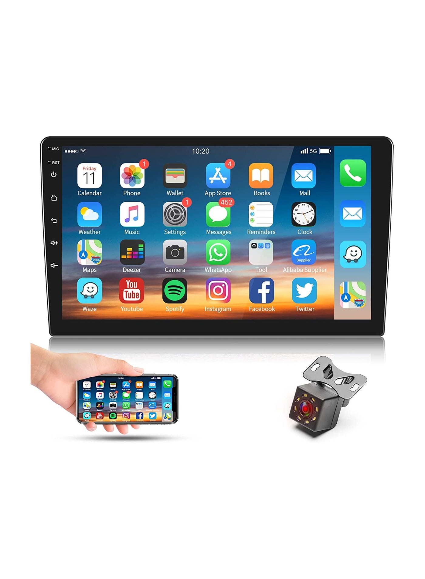 Android Double Din Car Stereo 10.1 Inch 1080P…