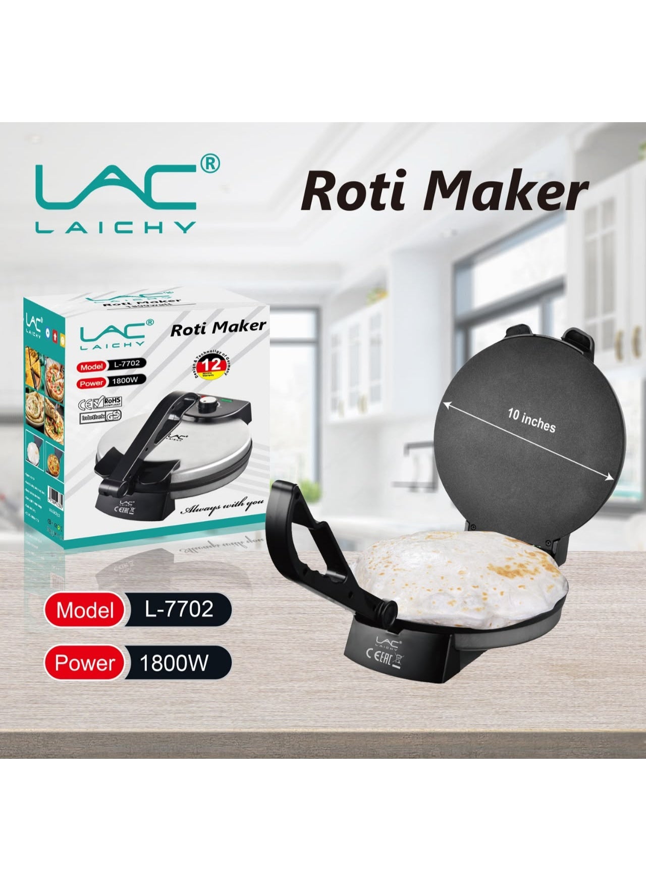 LAC LAICHY Roti Maker L-7702 1800W Electric Roti…