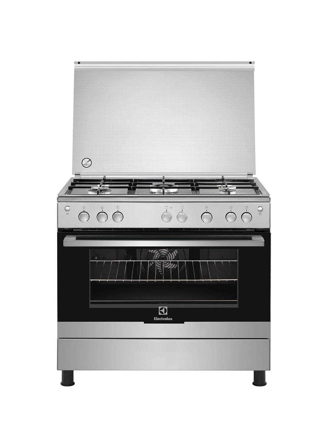 Compare 90x60cm Freestanding Cooker, Full Gas Cooking Range with 5 Burners & Oven with Fan, Cast Iron Pan Support, One Hand Automatic Ignition & Thermocouple Safety EKG913A2OX Stainless Steel at KSA Price