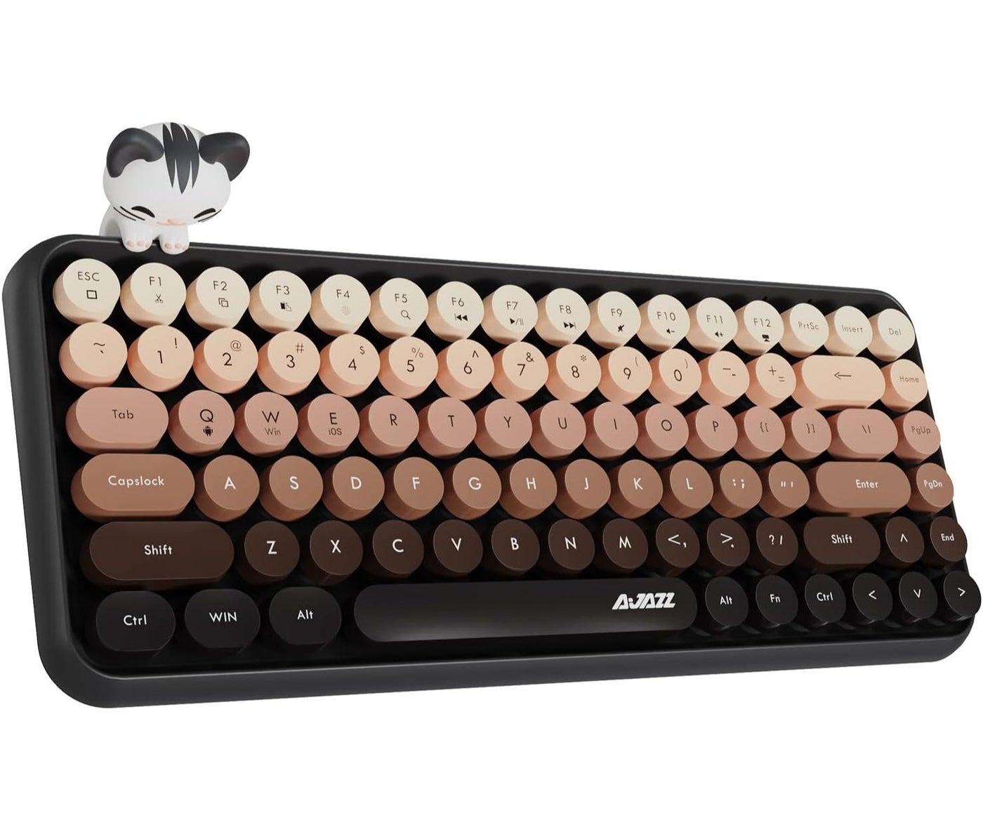 Compare AJAZZ 308i Wireless Bluetooth Keyboard, Mini Compact 84 Keys Magnetic Cat Design, ABS Retro Round Keys, Matte Panel, Ergonomic for PC and Laptops Brown at KSA Price