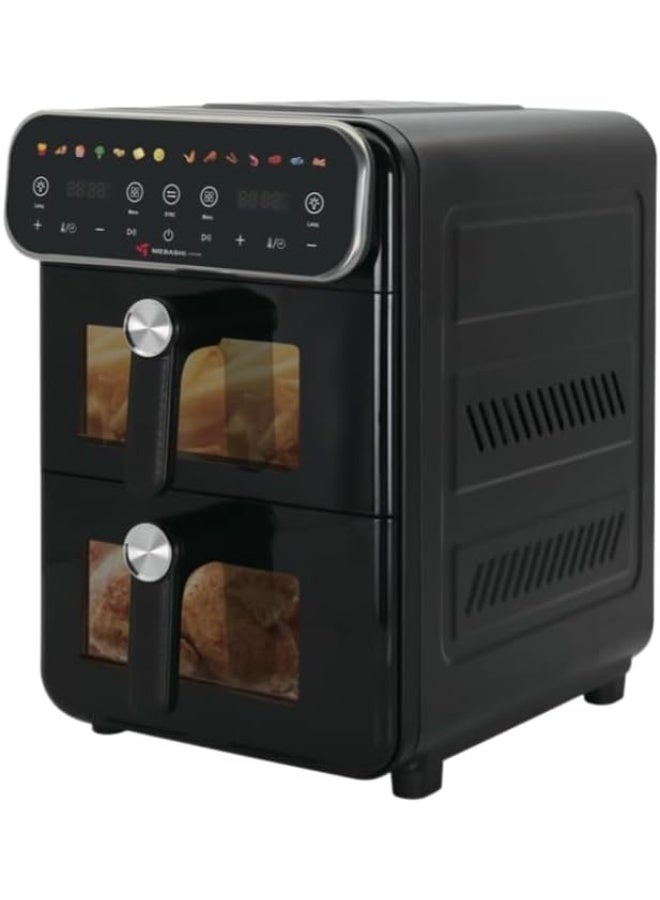 Compare MEBASHI MEAF1400DS Air Fryer Double Stack 2100–2500W, 14L 8L + 6L Dual Zone with Window, LED Touch Screen, 14 Preset Programs, HighSpeed Air Circulation at KSA Price