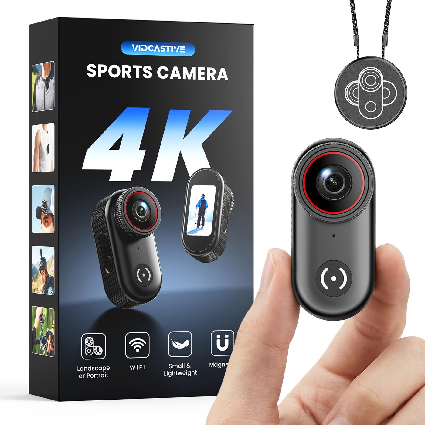 Compare VIDCASTIVE 4K Mini Body Camera Wearable POV Action Cam with 1.47 Screen, 150Min Battery, Magnetic & Clip Mount â€“ ThumbSize Sports Camera for Work, Travel, Pets and More 64 GB at KSA Price