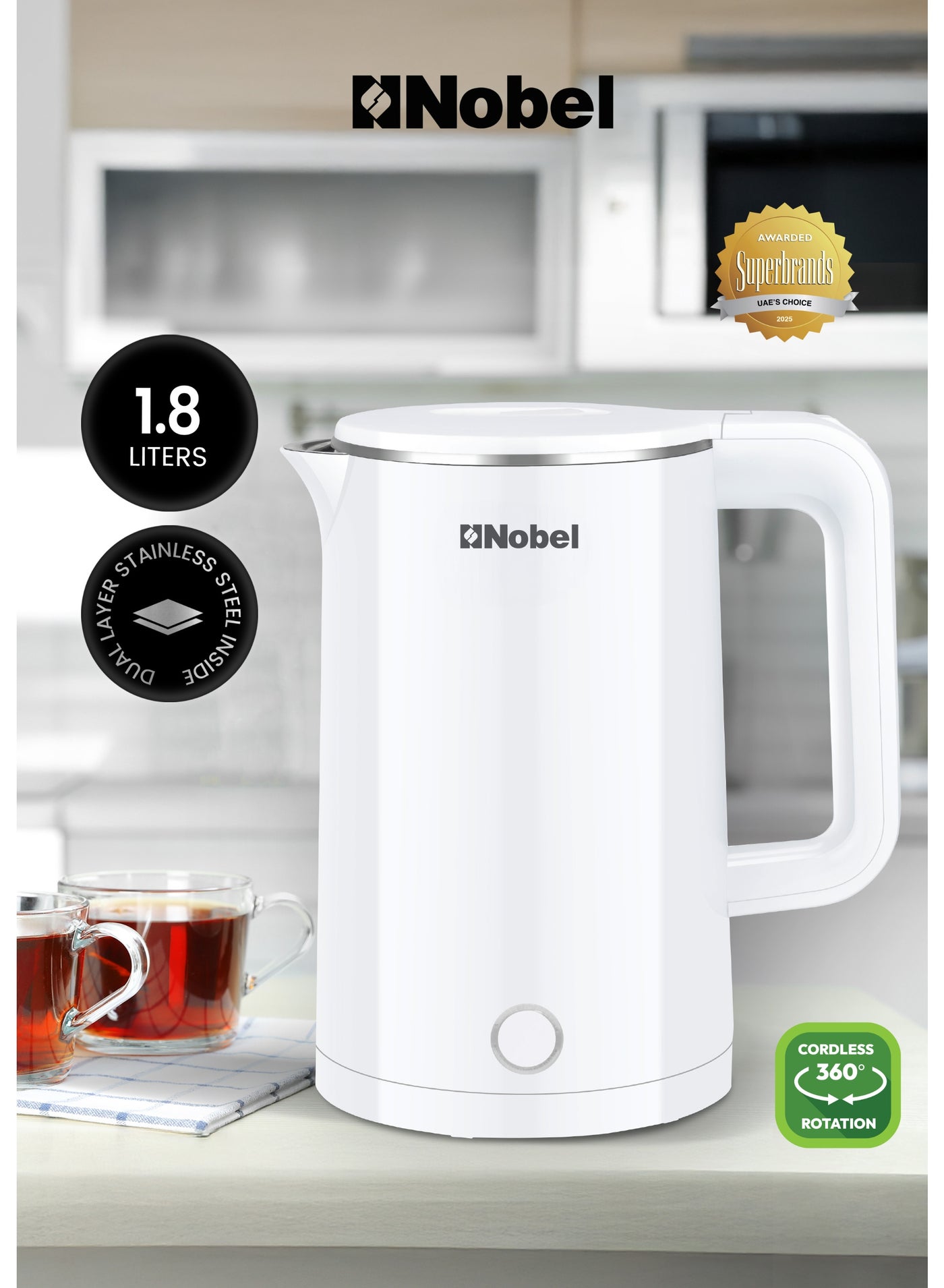 Electric Kettle 1.8L Capacity, Stainless Steel Inner…