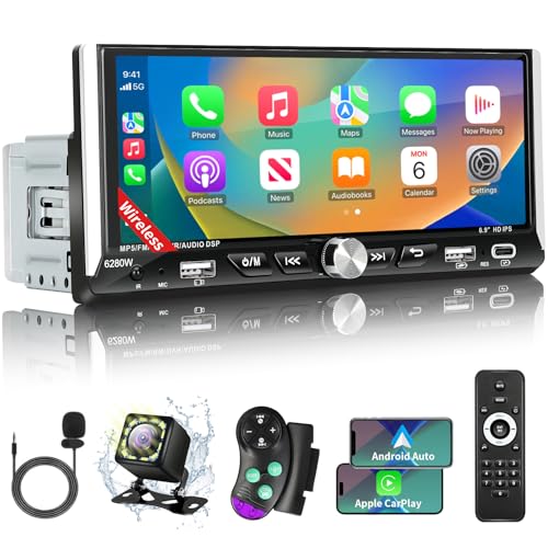 Single Din Touchscreen Car Stereo with Wireless…
