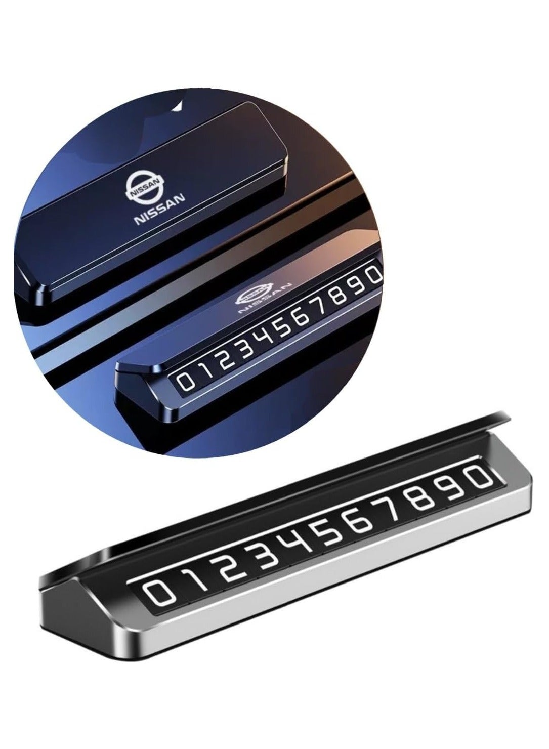 Compare For Nissan Design Logo Car Parking Temporary Stop Phone Number Card Auto Aluminum Parking Card Car Interior Accessories at KSA Price