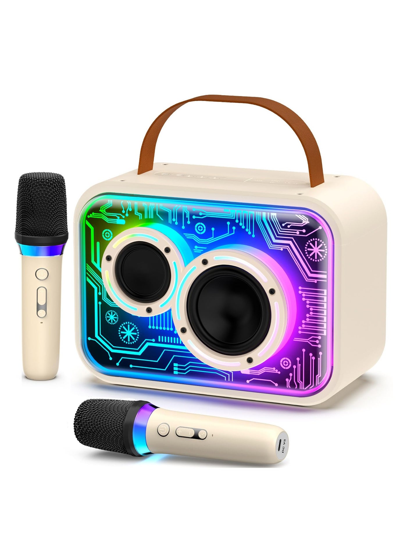 Compare Karaoke Machine with 2 Wireless Microphones, Stylish Karaoke Microphone Wireless System with Lights for Adults Kids, Portable Karaoke Speaker for Home Party, Outdoor, Ideal Gifts Stage Subwoofers at KSA Price