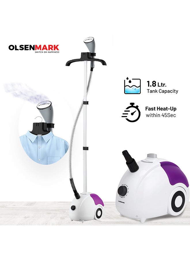 Compare Garment Steamer with Water Tank, Fast Heating, Aluminum Pole, Ergonomic Grip & Suitable for All Fabrics 1.8 L 2000 W OMGS1690N WhitePurple at KSA Price