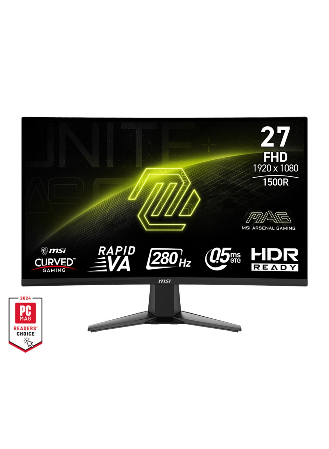 Compare MAG 276CXF Gaming Curved Monitor, 27 Rapid VA Display, WQHD Resolution 2560x1440, 165Hz Refresh Rate, 1ms MPRT Response Time, FreeSync Premium, HDR Ready, 1500R Curvature, Wide Color Gamut, 178° Viewing Angles, 93�IP3, AntiGlare, Frameless  at KSA Price