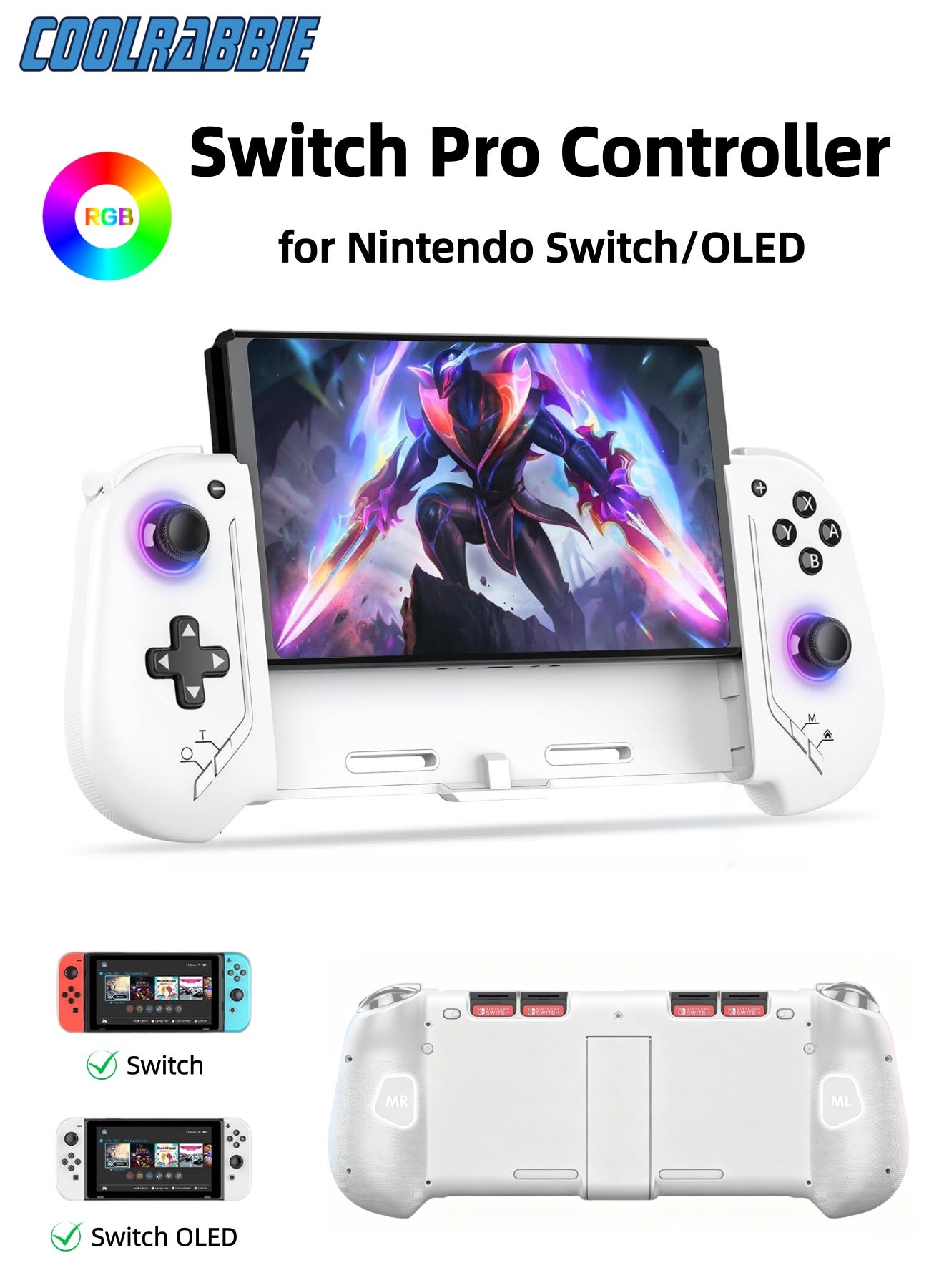 CoolRabbie RGB Switch Game Controller Compatible…