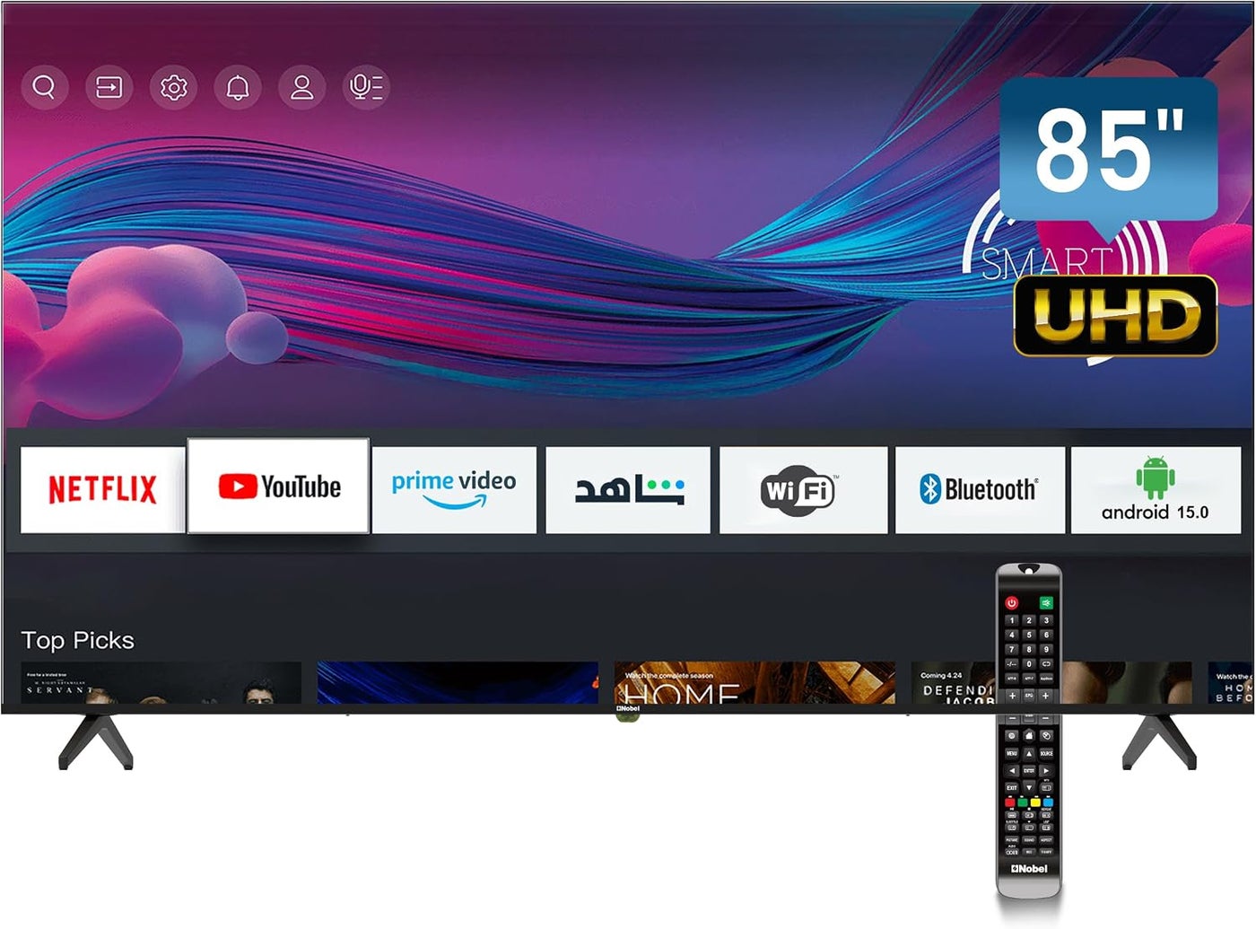 Compare 85Inch 4K UHD Smart TV Android 15, WiFi, Bluetooth, DVBT2S2, 3840×2160 Resolution  UHD85LEDS5 at KSA Price