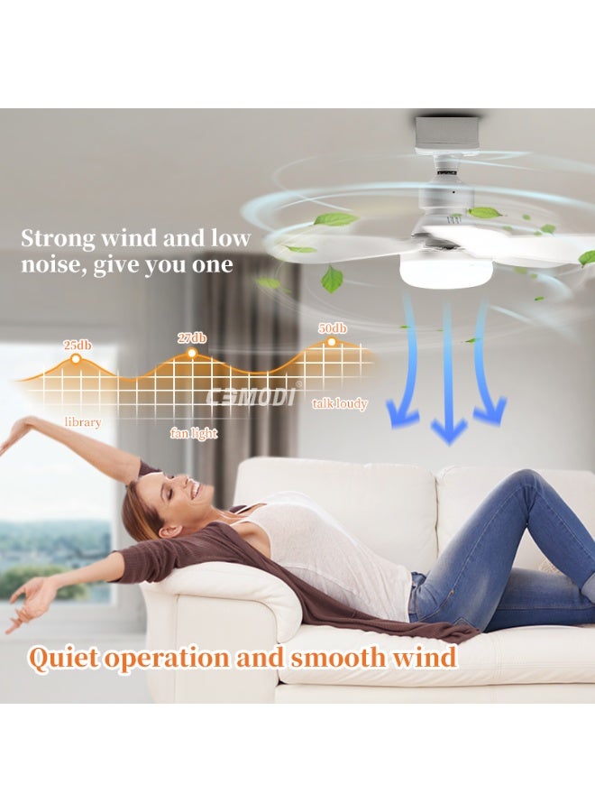 Compare 30W Small Ceiling Fan with Light & Remote | 3Speed Quiet Fan Light Fixture | E27 Socket Easy Install | Color Temperature & Brightness Adjustable Ceiling Light Fan for Bedroom, Living Room, Kitchen at KSA Price