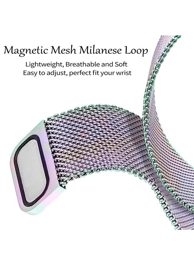 Compare Magnetic Band Compatible with Apple Watch Band 38mm 40mm 41mm 42mm 44mm 45mm Milanese Strap with Bling Case and Screen Protector, Dressy Stainless Steel iWatch Loop for Women Rainbow 42mm at KSA Price