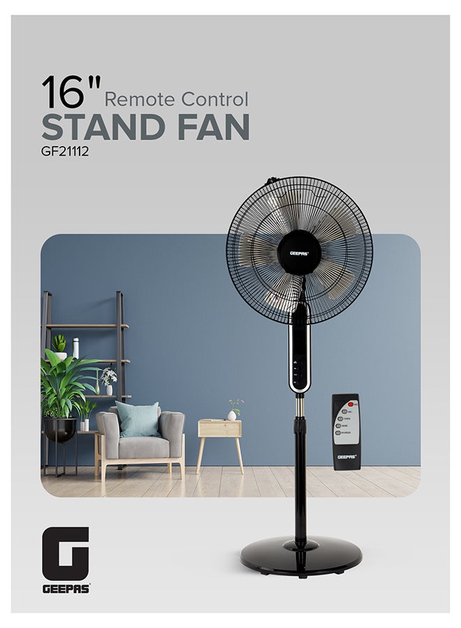 Compare 16 Stand Fan with Remote Control |  1250 RPM, Modern Design, Pedestal Fans with Adjustable Oscillation, Efficient 60 W Motor for Better Cooling, Timer, 3 Modes, Natural, Normal and Sleeping| Perfect for Home, Office, Study at KSA Price