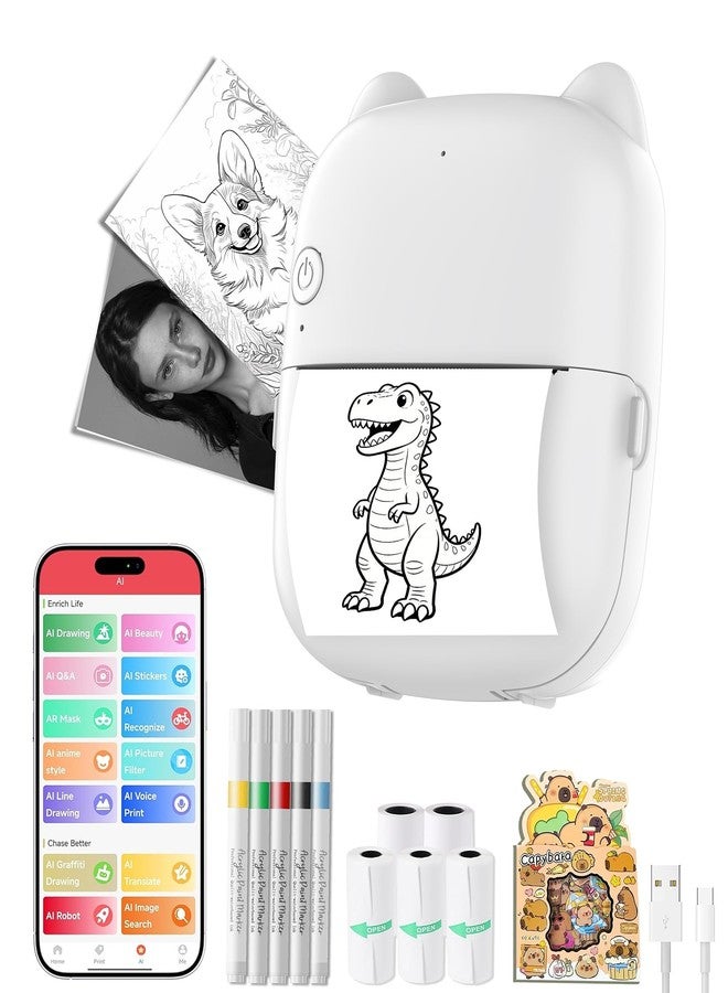Compare AI Sticker Printer for Kids, Inkless Thermal Label Printer for Kids Ages 7+ at KSA Price