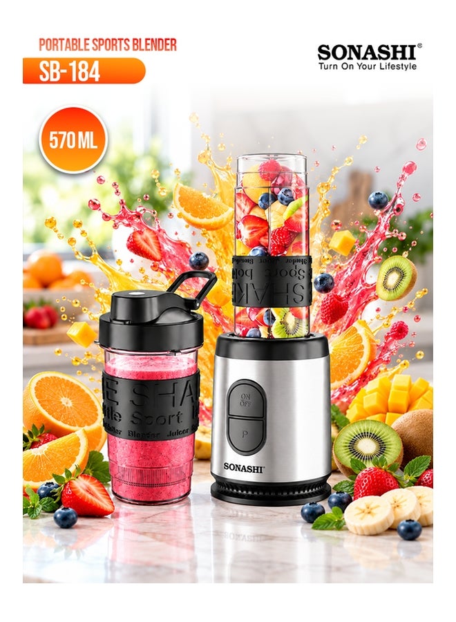 Compare Portable Sports Blender – OneTouch Button Smoothie Maker with 570ML BPAFree Sports Bottle with Travel Lid | Stainless Steel Housing with LED Power Light 570 ml 500 W SB184 BlackSilverClear 570 ml 500 W SB184 BlackSilverClear at KSA Price
