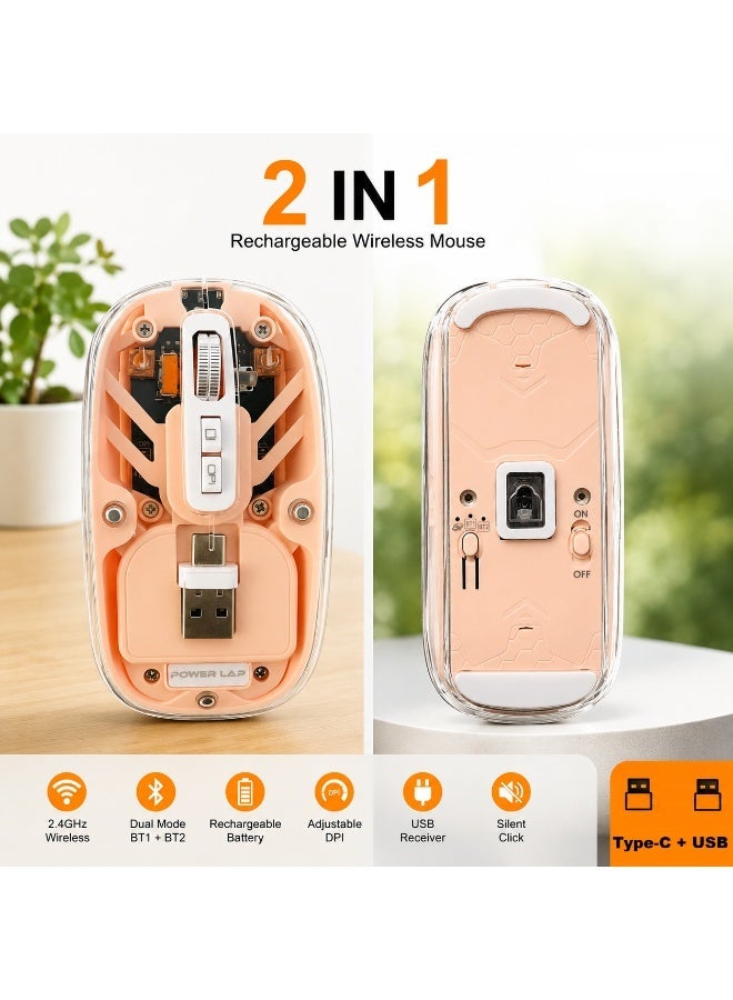Wireless Mouse MS-039, Transparent, Rechargeable,…