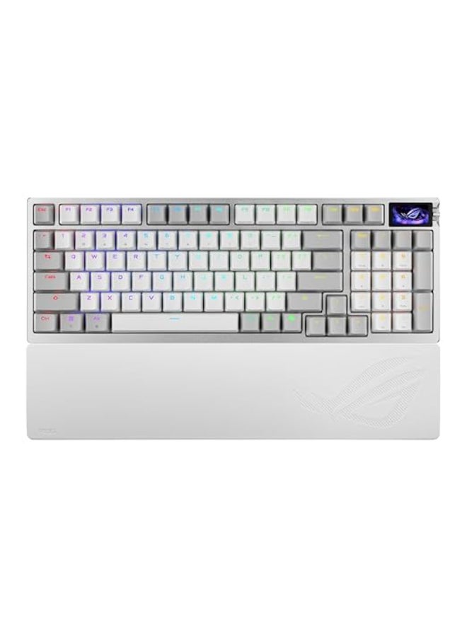 Compare ASUS ROG Azoth 96 HE Wireless Hall Effect Gaming Keyboard – 96% FullSize, TriMode, Hot Swappable Magnetic Switch, Rapid Trigger, Speed Tap, 8K Hz Polling, Color OLED Screen, ABS Keycaps – White at KSA Price