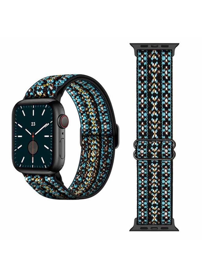 Compare Funky Adjustable Braided Solo Band For Apple Watch Series 6SE54321 4038mm Blue Line at KSA Price