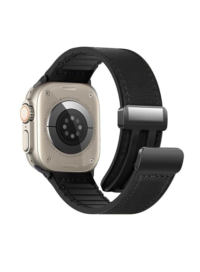 Magnetic Leather Watch Band for Apple Watch Ultra…