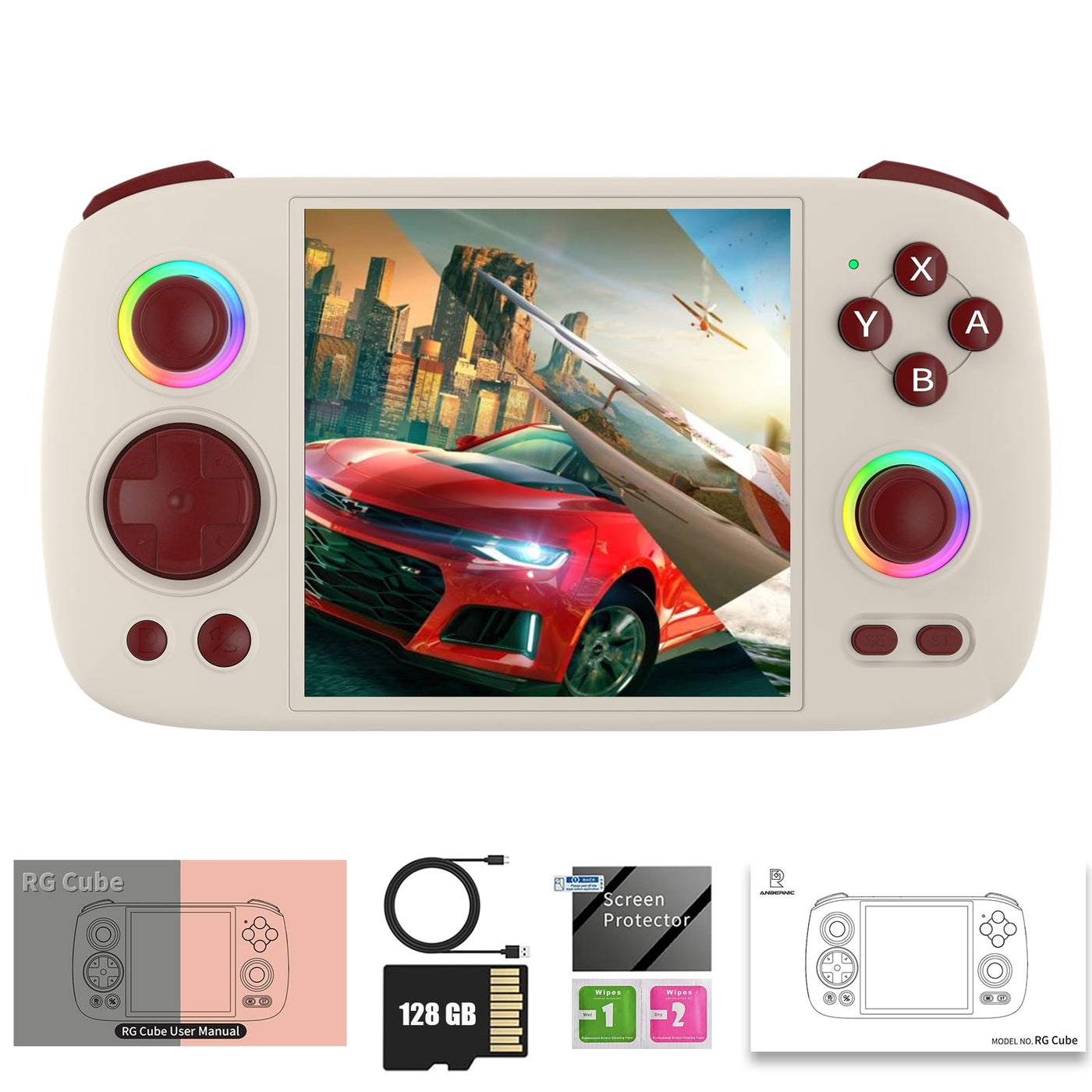 Compare GiipGoop RG Cube Retro Game Console Handheld Game Console 8128G MultiTouch Screen Android 13 System Video Game Console 5200mAh BatteryHighSpeed Fan16 Million Color Rgb LightingGray at KSA Price