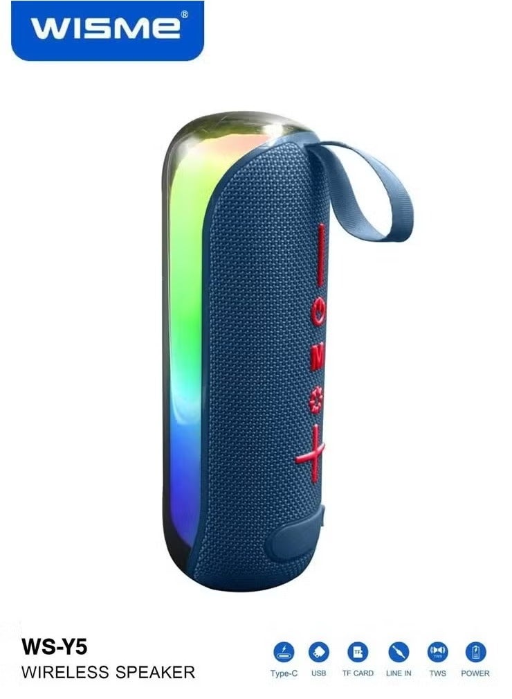 Compare WSY5 Wireless Portable Bluetooth Speaker with RGB Colorful Lighting, Multiple Input Options, and Button Control – HighQuality Sound and Stylish Design, Blue at KSA Price