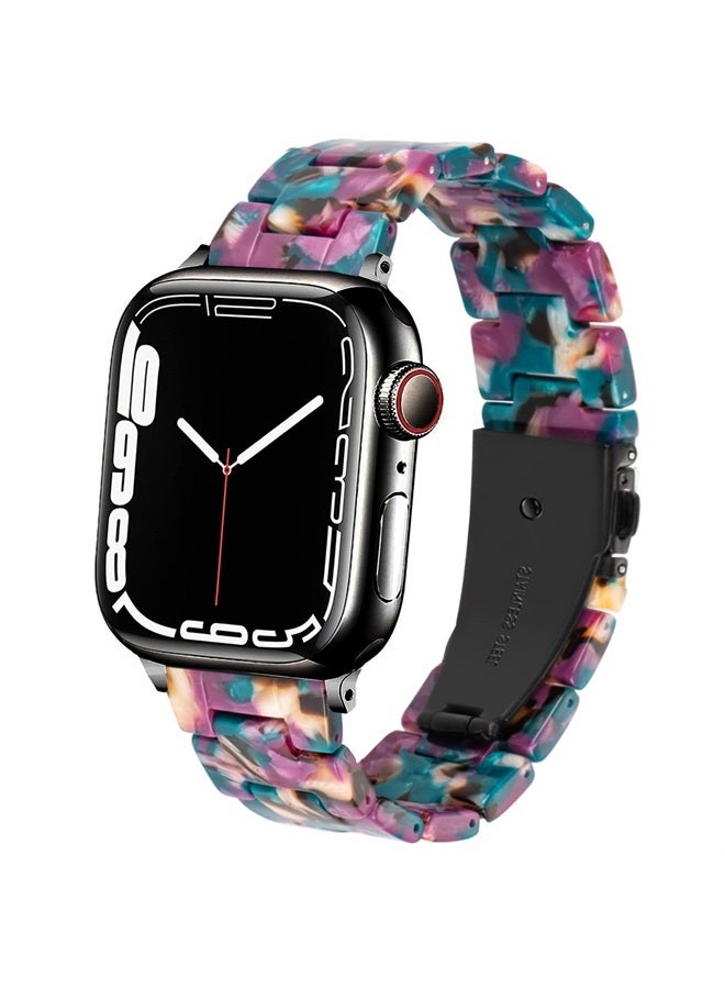 Compare Bands Compatible with iWatch 42mm 44mm 45mm 49mm, Colorful Resin Replacement Strap for Apple Watch Series 8  7  6  5  4  3  SE  Ultra Women Men, Grape purple at KSA Price