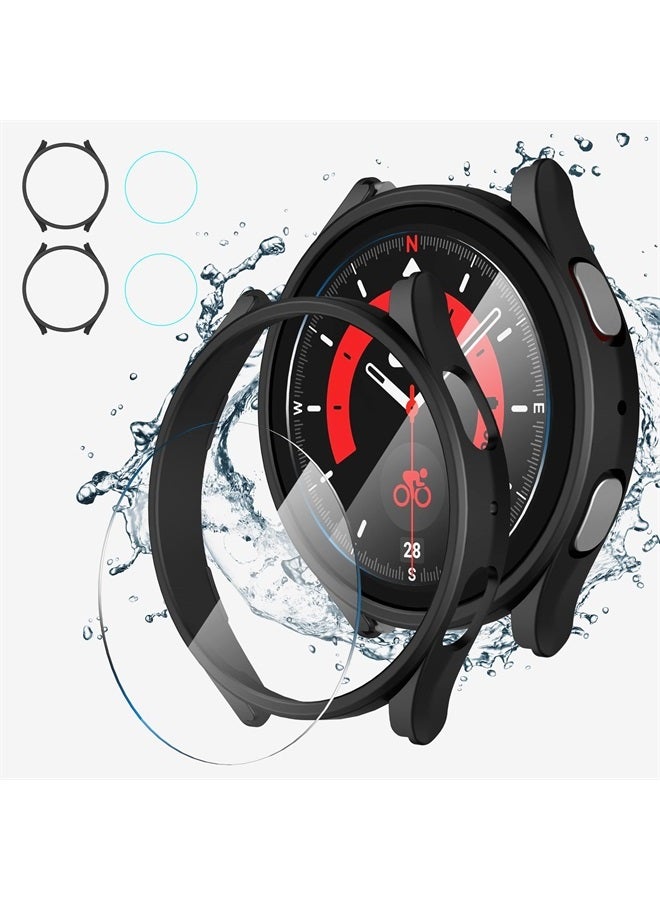 Compare 4Pack Screen Protector Case for Samsung Galaxy Watch 5 Pro 45mm, for Galaxy Watch 5 Pro 45mm Accessories Tempered Glass Protector + AllRound PC Matte Protector Cover Matte Black at KSA Price