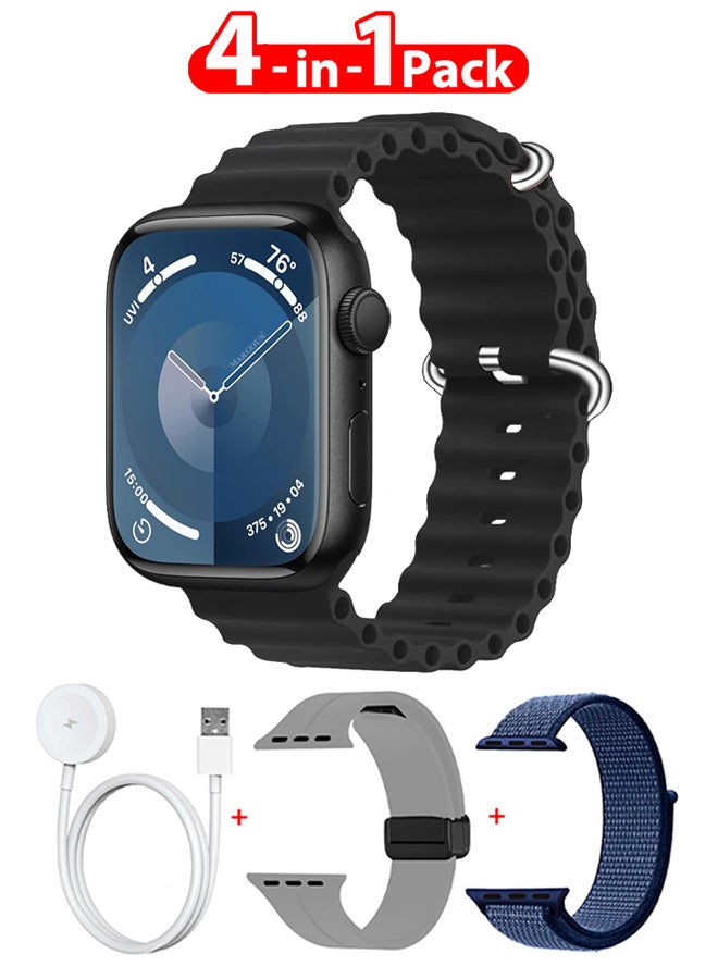 Compare Smart Watch Fitness Tracker 44mm for Android and Ios with 3 Replacement Bands and Charging Cable  Multicolour7 at KSA Price